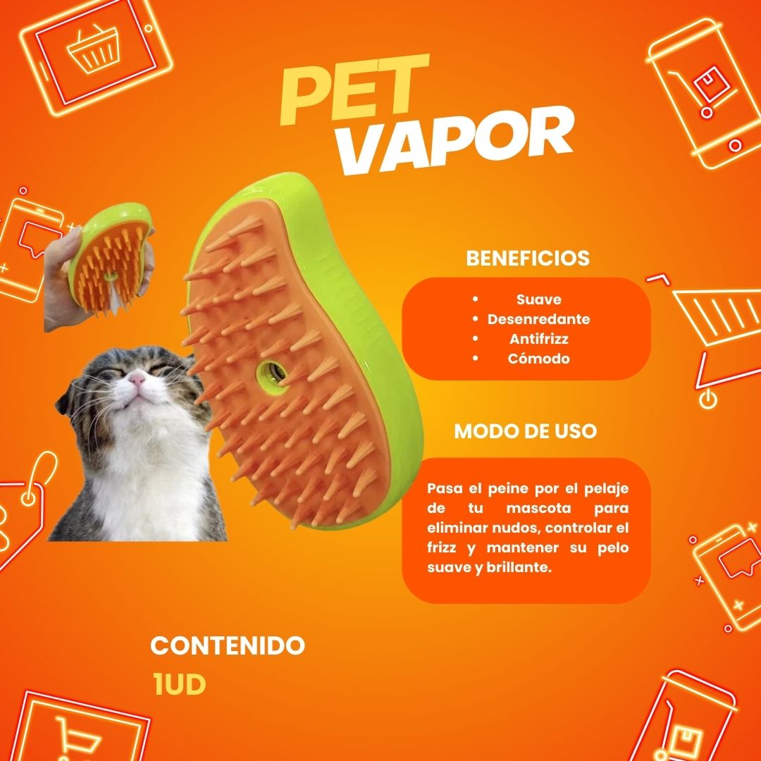 Cepillo De Vapor Para Gatos 3 En 1, Auto limpiante
